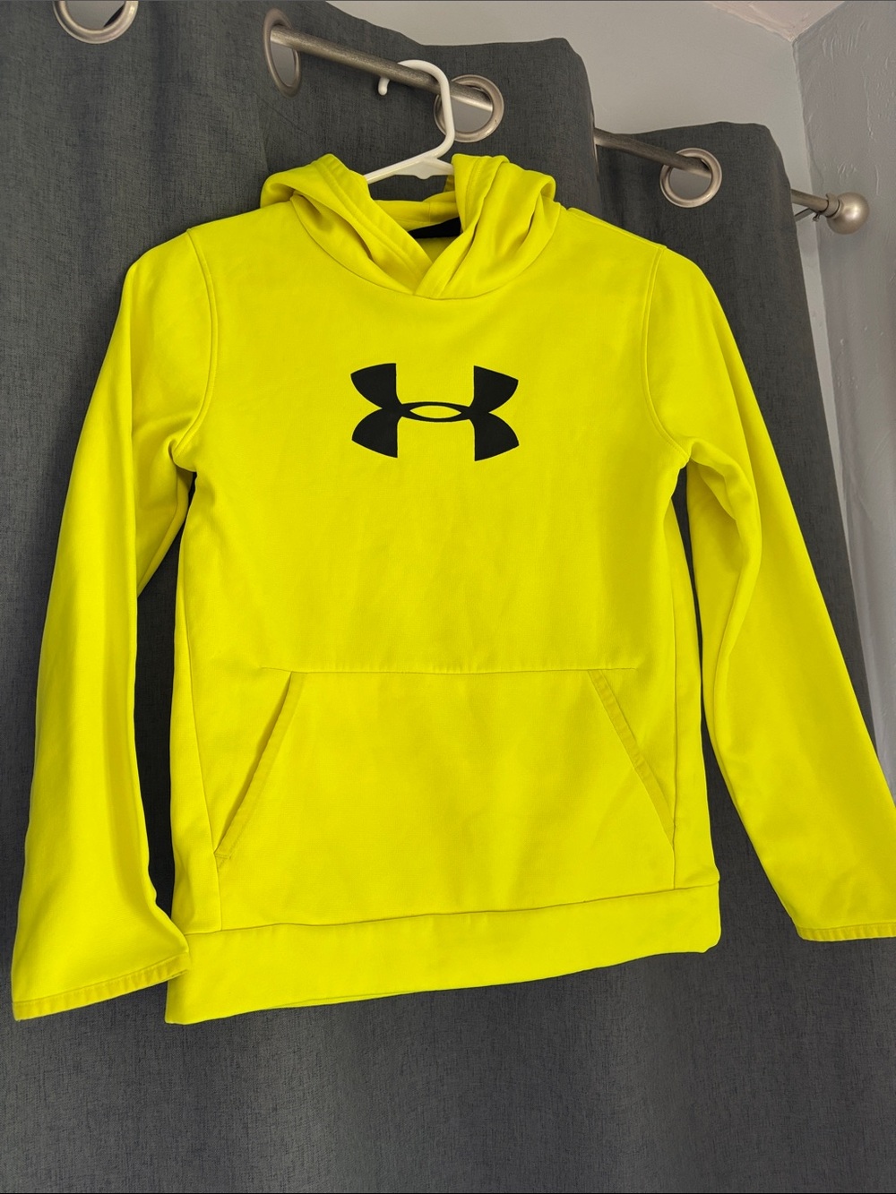 Under Armour Neon Yellow Kids' Hooded Pullover with Black Logo